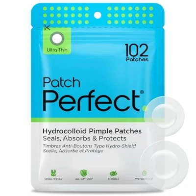 Immagine di Patch Perfect Spot Patches (102 pezzi) cerotti idrocolloidi coreani, punti assorbenti per trattamento delle macchie, invisibili acne, adesivi vegani e cruelty free (2 misure)