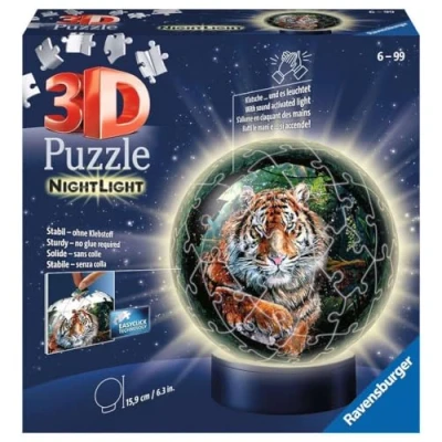 Immagine di Ravensburger Puzzle Luce Notturna per Gatti predatori 11248 3D, Motivo 72 Pezzi, dai 6 Anni in su, Multicolore,