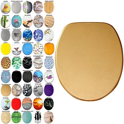 Immagine di Sanilo Sedile WC, grande scelta di belli copriwater da legno robusto e alta qualità (Oro scintillante)