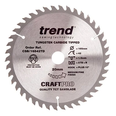 Immagine di Trend CSB/16542TD Craft Pro lama per sega, 0 V, argento/nero, 20 x 165 mm 42 denti