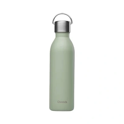 Immagine di Qwetch bottiglia termica attiva verde tiglio, 600 ml, con manico in acciaio riciclato, 24 ore freddo e 12 caldo, impermeabile, senza BPA compatto