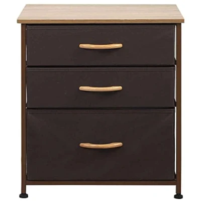 Immagine di BAKAJI Cassettiera Mobile Mobiletto Armadio Armadietto 3 Ripiani Tessuto Multicolor Bicolor Robusto Resistente Multiuso Arredamento Ufficio Salvaspazio Dimensioni 50x50x40cm (Marrone)