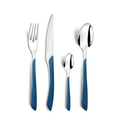 Immagine di Amefa ECLAT Natura Set di Posate da 24 Pezzi, Colore Navy, Acciaio Inossidabile, Blu Marino