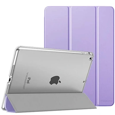 Immagine di MoKo Cover per Nuovo iPad 9a Gen. 2021 / 8a 2020 7a 2019, 10.2 Case Ultra Sottile Leggero in Tri Fold Auto Sveglia/Sonno con Retro Semi Trasparente RigidoColor Lilla