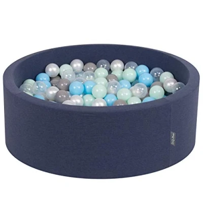 Immagine di KiddyMoon 90X30cm/200 Palline ∅ 7CM Piscina di Colorate per Bambini Tondo Fabbricato in EU, Blu Sc:Perla/Grigio/Trasparente/Azzurro/Menta