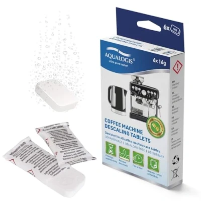 Immagine di 6 compresse disincrostanti (16g) per macchine da caffè e caffettiere completamente automatiche.