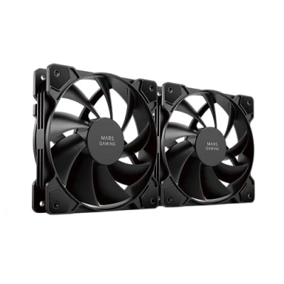 Immagine di MARSGAMING Mars Gaming MF PWMX2 Nero, Kit 2 Ventole 120 mm, Ultra Silenzioso FDB 12dB, Sistema Antivibrazione, PWM, per Computer desktop