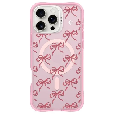 Immagine di CYRILL Spigen UltraSheer Mag P2M Progettazione stampato Custodia Compatible con iPhone 16 Pro TPU, PC (Pink) Bows on