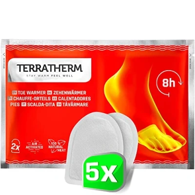 Immagine di TerraTherm scaldapiedi Adesivi, 8 Ore di Piedi Caldi, Solette e riscaldanti, Adatte a Tutti i Tipi Scarpe, extrasottili, comode morbide, riscaldanti per Piedi, 5 Paia