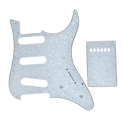 Immagine di Dopro Battipenna e piastra protettiva posteriore per tremolo Trem, chitarra SSS, compatibile con Yamaha Pacifica, bianco perlato