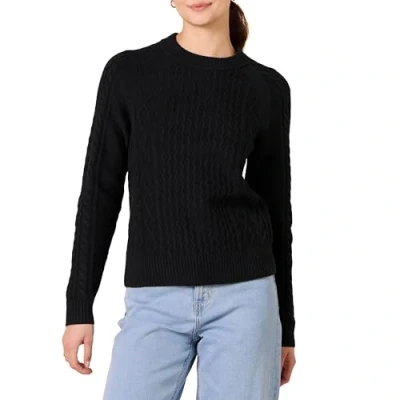 Immagine di Amazon Essentials Maglione a Trecce Donna, Nero, XS