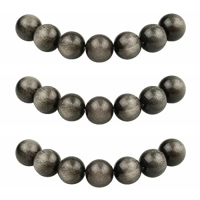 Immagine di MJDCB 30 pezzi 12mm Ossidiana Argento Sciolto Perline in Pietra Semipreziose Naturale per Creazione Braccialetti Collane e Gioielli Pietre Dure Bigiotteria Fai Da Te Rotonde