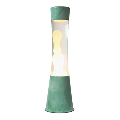 Immagine di Fisura Lampada lava Jade. Base di giada, liquido trasparente e bianca. ad effetto rilassante. Con lampadina ricambio. 11 cm x 11cm 39,5 cm.