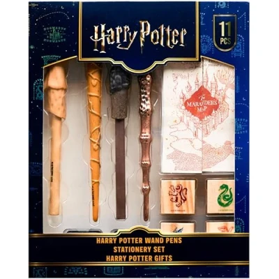 Immagine di Harry Potter Penna Bacchetta Set con Mappa del Malandrino e Timbri di Hogwarts Gadget Originali