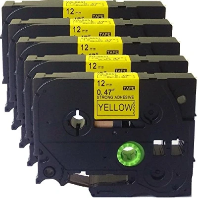 Immagine di ACD.auto 5 cartucce a nastro laminato, compatibili con Brother P Touch TZe TZ, 12 mm x 8 m S631 Extra Stenth Black on Yellow