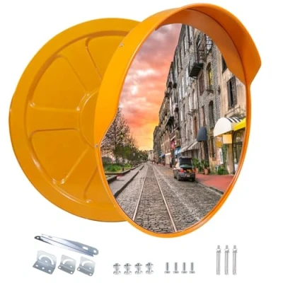 Immagine di CCLIFE specchio convesso Spesso e Robusto per garage vialetti, assistente al parcheggio, grandangolare regolabile da 60cm di sicurezza curvo supporta interni ed esterni