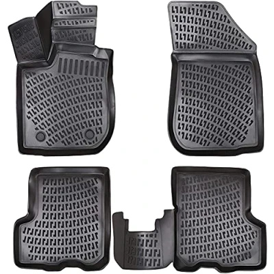Immagine di Elmasline set di tappetini in gomma dal design 3D per auto, bordo extra alto 5 cm