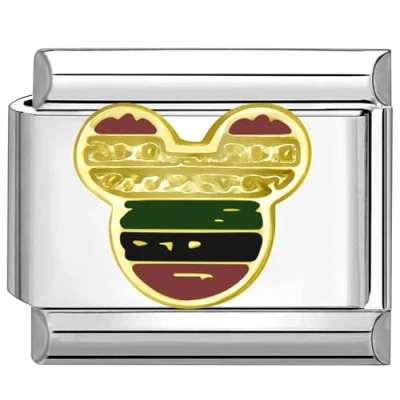 Immagine di Quiges Modulo Charm Link in Stile Italiano da 9 mm Acciaio Inox Mouse per bracciali Italian Links