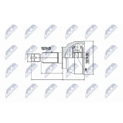 Immagine di NTY NPZ MZ 042 Kit Giunto Omocinetico lato ruota, Assale anteriore MAZDA: 3 Hatchback