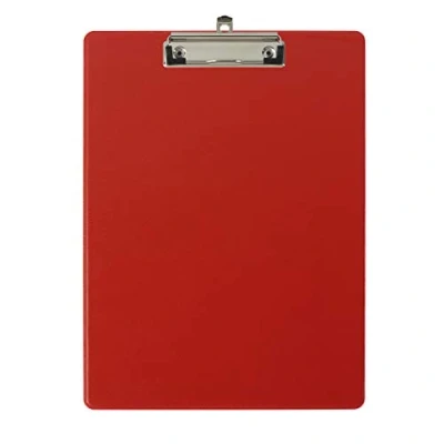 Immagine di Exacompta 19295E Porta blocco in cartone Balacron con busta plastica e clip sistema di fissaggio a parete formato 23 cm x 32 per documenti A4 colore rosso.