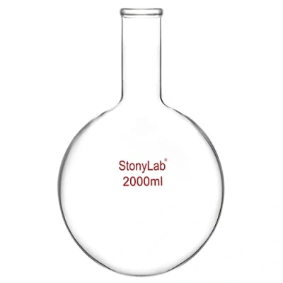 Immagine di stonylab Matraccio Laboratorio, Fondo Rotondo da Parete Pesante a Collo Singolo in Vetro Borosilicato RBF con Lungo, Round Bottom Flask per Laboratorio 2000ml (2L)