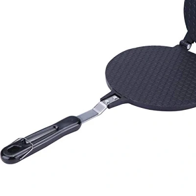 Immagine di Ejoyous Mini Macchina per Waffle, 38,5 x 17 cm Piastra Waffle Antiaderente Maker in Lega di Alluminio con Manico Termoisolante, Nero