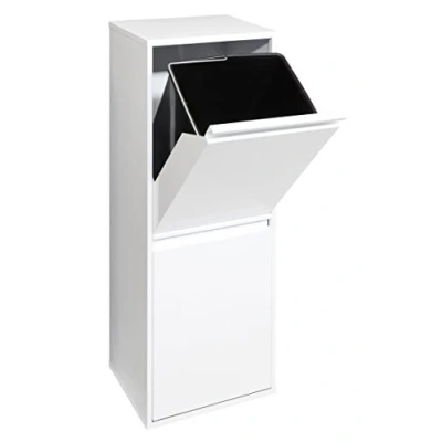 Immagine di Arregui Basic CR201 B Pattumiera Differenziata 2 Scomparti 2x 17L (34L) Contenitore in Acciaio da Interno Mobile per Raccolta Cestino Spazzatura Cucina e Ufficio Bianco