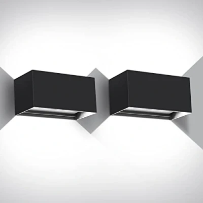 Immagine di Kingwen 20W Applique da Parete Interno 6000K Bianco Freddo 2 Pezzi Esterno Angolo del Fascio Regolabile IP65 Impermeabile Nero Aapplique