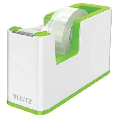 Immagine di LEITZ WOW Dispenser per Nastro adesivo Dual Color, Base Appesantita, da 10 mt incluso, Bianco/Verde Lime, 53641054