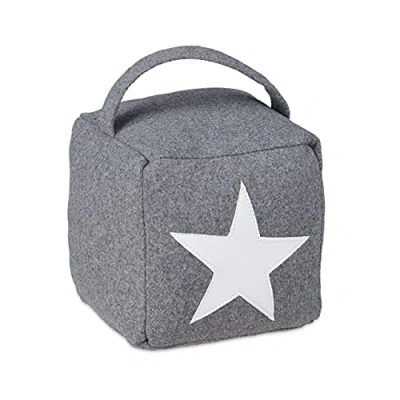 Immagine di 1x Fermaporta in Stoffa a Pavimento, Sacchetto con Stella, Alto, Manico, HxLxP: 20 x 15 cm, Grigio