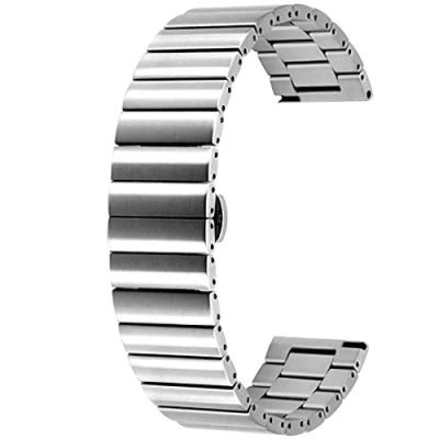 Immagine di Cinturino per orologio a strisce orizzontali Kai Tian 20mm 22mm in metallo acciaio inossidabile sgancio rapido argento nero grigio donna uomo