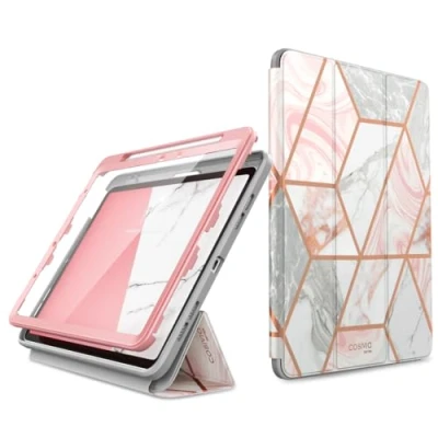 Immagine di i Blason Custodia per iPad Air 11&quot; M2 6a generazione 2024 [pellicola protettiva integrata e portamatite] a tre ante 5a/4a 2022/2020, rosa