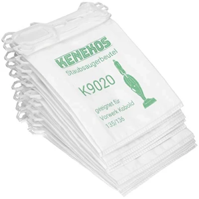 Immagine di Kenekos 12 sacchetti per aspirapolvere in tessuto non tessuto, adatta ad aspirapolveri Vorwerk Folletto 135, 136, 135 SC, VK 136