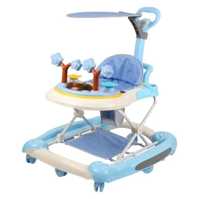 Immagine di 5 in 1 girello pieghevole per bambini, passeggino con funzione altalena ruote, facile da piegare, multifunzione, a partire 6 mesi, 67 x 72 92 cm, blu cielo (A)