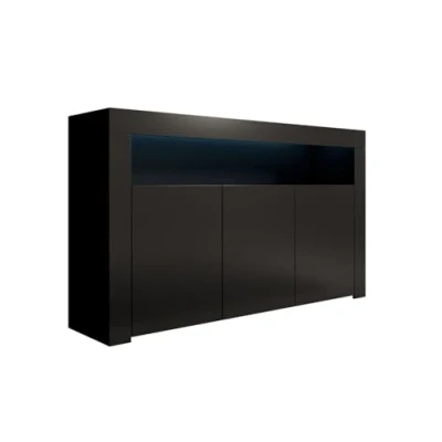 Immagine di MB Muebles Bonitos Credenza Stile Moderno Larghezza 155 x Altezza 91,5 Profondità 37 cm Mobile in Melamina opaca Colore Nero Modello Aker