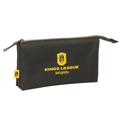 Immagine di Safta KINGS LEAGUE Astuccio triplo per bambini, ideale scolari, comodo e versatile, qualità resistenza, 22 x 3 12 cm, nero, Nero/Bianco, Estándar, casual,, casual