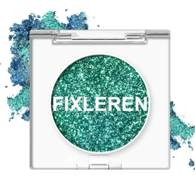 Immagine di Fixleren Palette di ombretti con glitter, camaleonte, ombretto olografico a lunga durata, trucco per palco/feste, colore verde