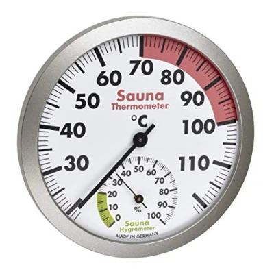 Immagine di TFA Dostmann Termoigrometro analogico per sauna con materiali resistenti al calore, temperatura umidità, 120 x 37 mm (L P A)