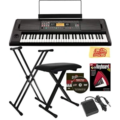 Immagine di Korg EK 50L Limitless Entertainer Keyboard Bundle con supporto regolabile, panca, pedale Sustain, libretto di istruzioni, DVD didattico Austin Bazaar e panno lucidatura