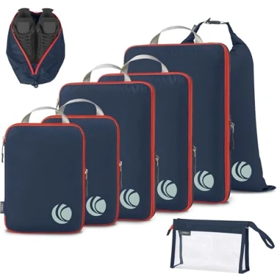 Immagine di Cipway Compressore Organizer Valigia,Borsa da Viaggio Espandibile Ultraleggero Salvaspazio per i Vestiti Zaini o Bagagli a Mano(Blu,8 Pezzi)
