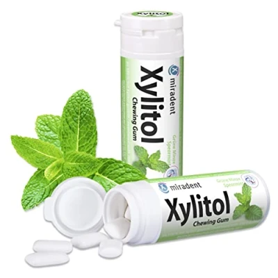 Immagine di Miradent Xylitol Gomma da masticare dentale chewing gum 30 pezzi di latta menta (6x 30g)