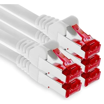 Immagine di 1aTTack.de 5x 1m cavo patch CAT6 S/FTP PIMF schermatura CAT.6 di rete RJ45 Ethernet DSL router LAN switch modem pannello bianco 5 pezzi