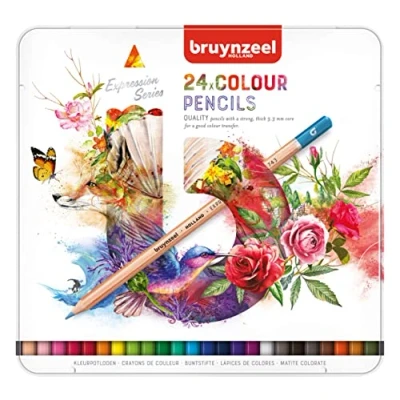 Immagine di Bruynzeel Expression Set di 24 matite colorate in latta per disegno, libri da colorare adulti, bullet journaling
