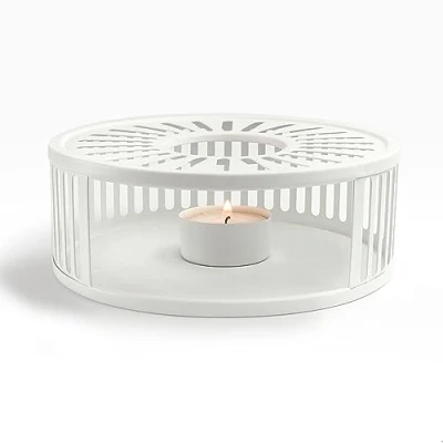 Immagine di Creano Scaldavivande Bianco in Acciaio Inox con portacandele, caffè, lumino, Stabile Non Fa Rumore Adatto a Tutte Le teiere