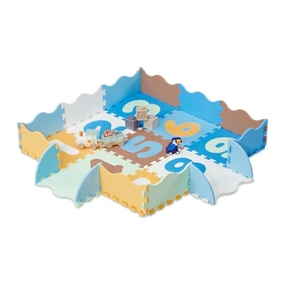 Immagine di Relaxdays Tappeto Gioco Bambini, Puzzle 34 Tasselli con Numeri, Tappetino per Gattonare, Tappetone Bordi, Colorato, 0,7 m²