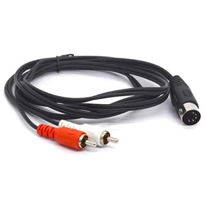 Immagine di HTGuoji Cavo da 5 pin Midi maschio a 2 RCA phono maschio, per sistemi Bang &amp; Olufsen, Naim, Quad, Stereo (1.5 meter)