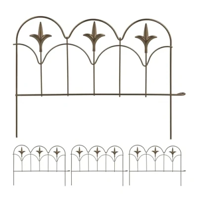 Immagine di Relaxdays Recinzione per Aiuole, Set da 4 Pannelli Cortile e Giardino, Bordure in Acciaio, HxL: 28 x 38,5 cm, Bronzo