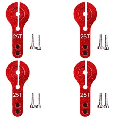 Immagine di CENPEK 4Pcs 25T Alluminio Servo Corni M3 Filettatura Braccio di sterzo in metallo per RC Car Truck Buggy Airplane Red