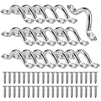 Immagine di AISHOW 20 Pezzi M5 Cinghie a Occhiello in Acciaio Inox 304 Kayak Deck Loops Pad Eye Straps Gancio Soffitto Inossidabile per Appendere Fisso con 40 Viti