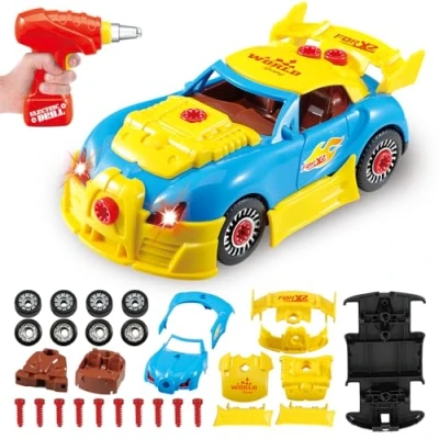 Immagine di Pup Go Prendere A Parte Auto da Corsa per Bambini 3+ Anni, 30 Pezzi con Trapano Elettrico di Simulazione, Suono Realistico e LED, Costruisci Tua Giocattolo, Migliori Regali Ragazzi (Giallo)